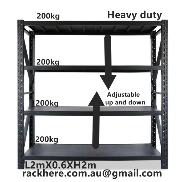 popular rack black 2mx0.6X2m 800kg storage rack garage warehouse rack for sale 2m storage rack
