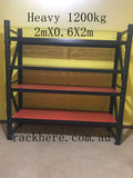 Free delivery within 50km black+black+orange color 2mX2mX0.6 heavy duty 1200kg shed shelving