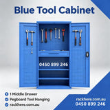 Heavy Duty Steel Tool Cabinet 180×100×50cm | Double Door Pegboard Garage Storage Cabinet with 1 Drawer