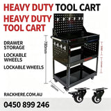 Heavy‑Duty Rolling 3 layersTool Cart | Lockable Drawer & Pegboard Storage