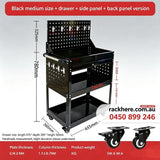 Heavy‑Duty Rolling 3 layersTool Cart | Lockable Drawer & Pegboard Storage